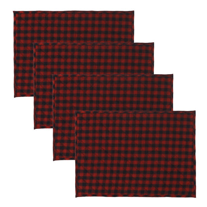 Quilted PLACEMAT Black/red buffalo Country Plaid Country Plaid 14"X19" by HOME HEART Brands/Tablemat