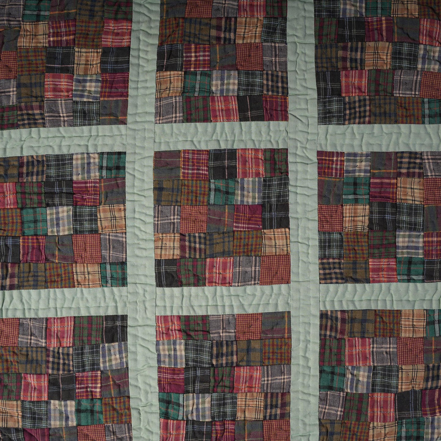 Hand made Hand quilted Throw Quilt, Table Topper 20"x20" charms square red green plaid calico quilt by Home Heart brands (Made in India)