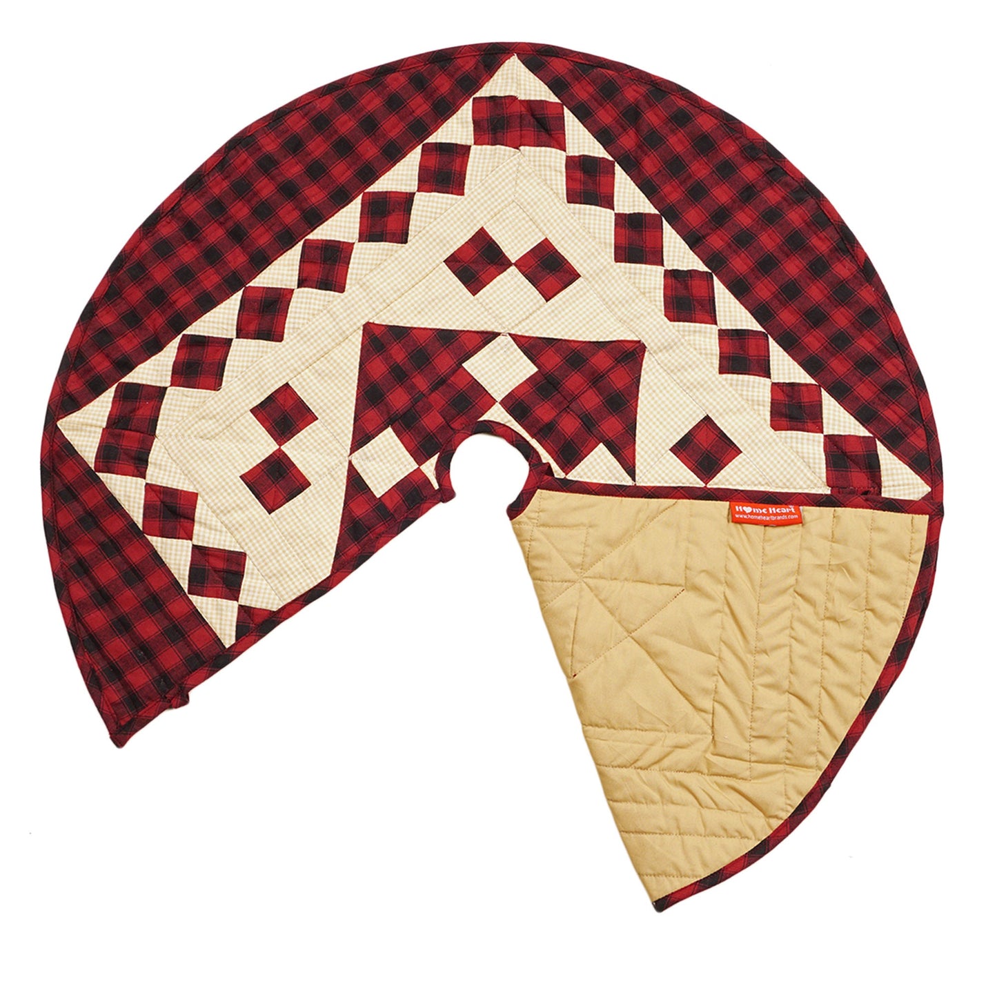 Christmas tree skirt quilted patchwork Red diamond square plaid Thick Double Layer Heirloom Quality by HOME HEART Brands(Made in India)