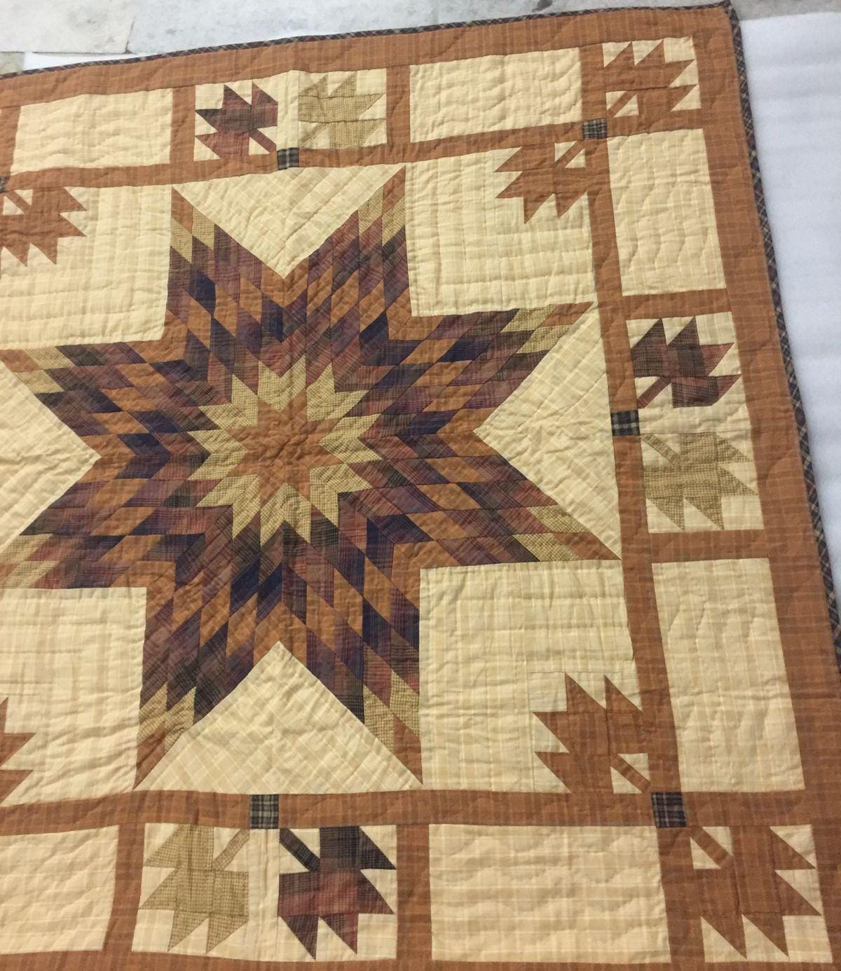 Wall hanging country quilt,Throws,Table topper Hand quilted quilt Autumn splendor 44"x44" Cotton Heirloom Quality by HOME HEART Brands