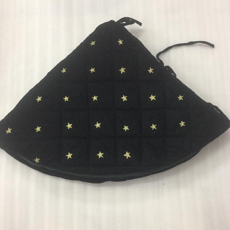Christmas tree skirt quilted micro green Velvet fabric and gold star embroidered on it. Thick Double Layer quilted by HOME HEART Brands