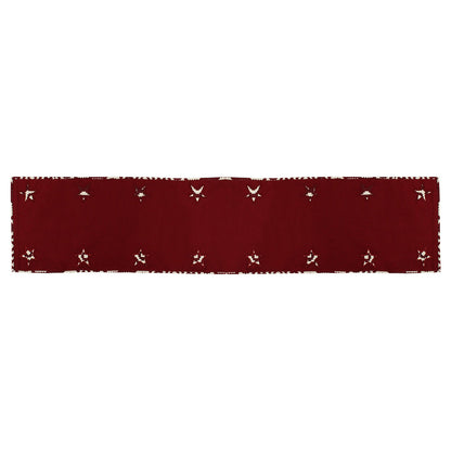 Cotton Table runner & Toppers Premium tapestry cotton fabric dark red applique embroidered by Home Heart Brands(Made in India)