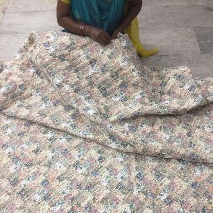 Make to order :Amish quilt plaid country floral Hand Quilted heirloom quality intricate size patchwork by HOME HEART Brands(Made in India)