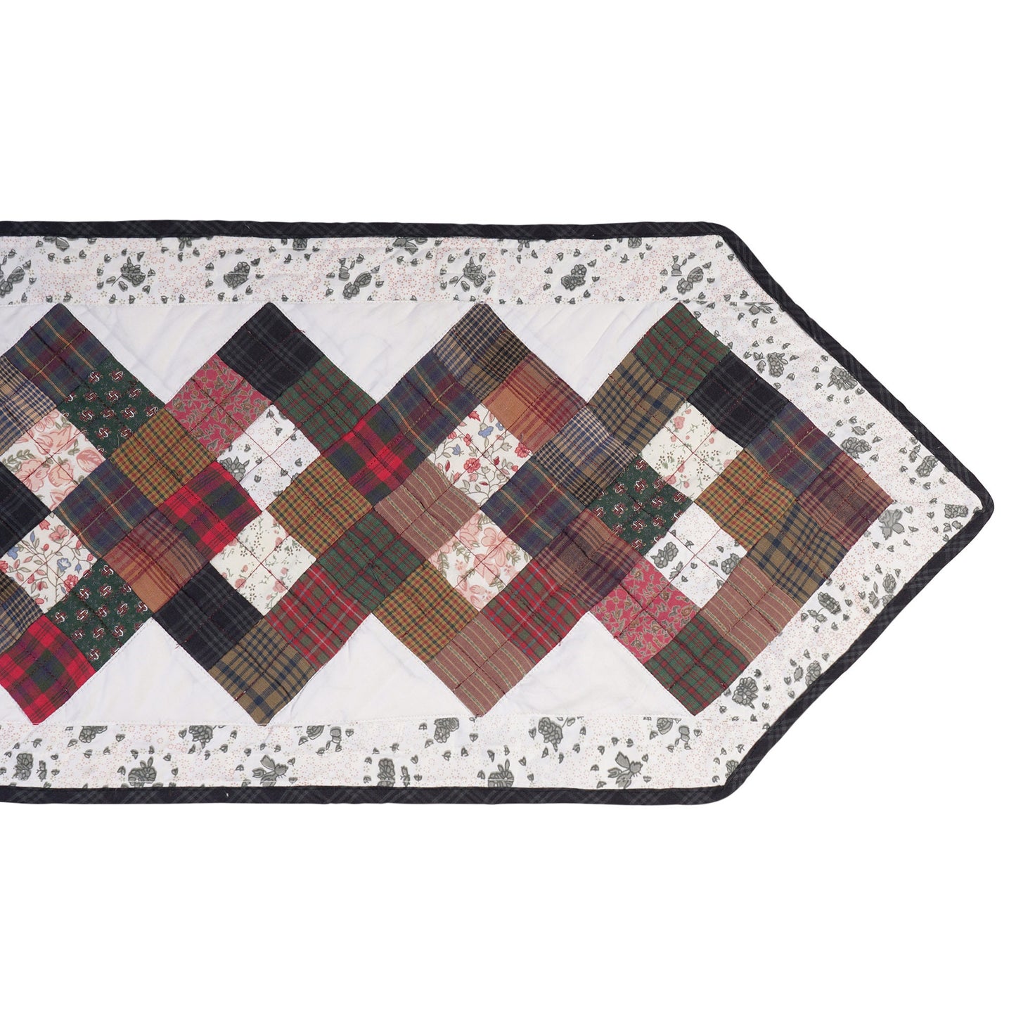Quilted Table Runner & Toppers Patchwork country Chain link charms square calico cotton mix fabric by HOME HEART Brands(Made in India)