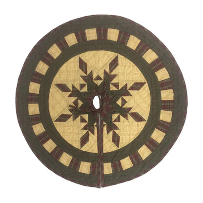 Christmas tree skirt hand made hand quilted Feathered Star plaid thick Double Layer Heirloom Quality by HOME HEART Brands( Made in India)