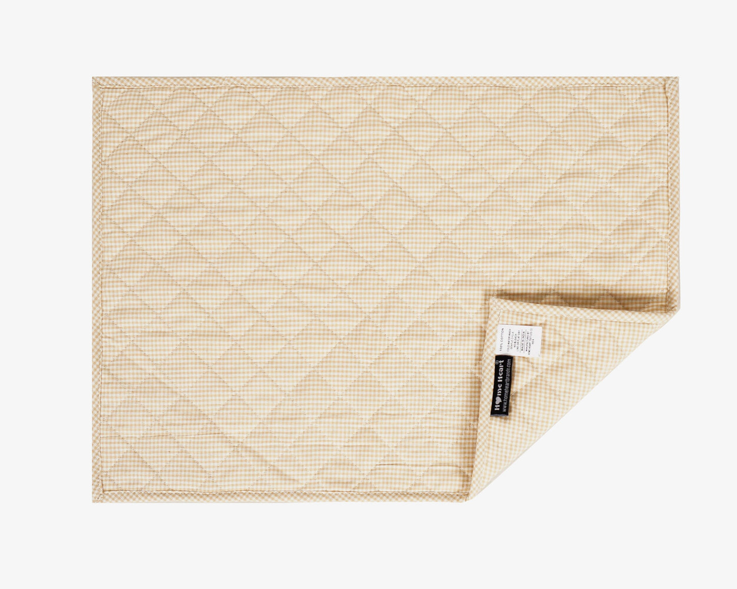 Quilted PLACEMAT ivory gingham Country Plaid 14"X19" by HOME HEART Brands/Table mat(5944)