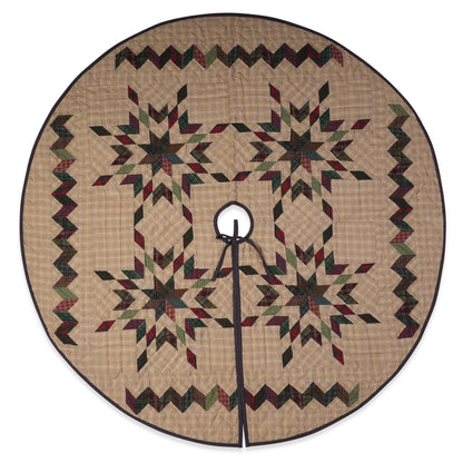Christmas tree skirt 46 inch round hand made hand quilted patchwork country Star garland plaid  tree skirt Thick Layer by HOME HEART Brands