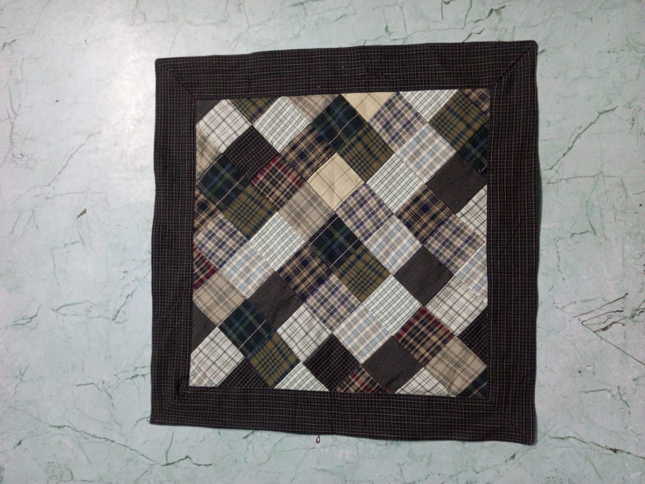 Table napkins all over patchwork double layered country Farm Mix plaid 18"X18"  by HOME HEART Brands(Made in India)