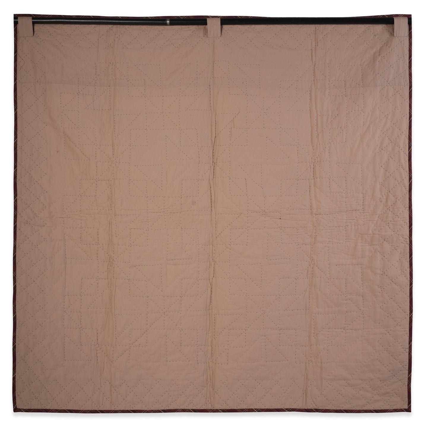 Hand made Hand quilted Throw Quilt, Wall hanging, 45"x45" country Flying geese multi plaid quilt by Home Heart brands (Made in India)