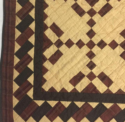Hand made Hand quilted Throw Quilt, Table Toppers 44"x44"  Nine patch square patchwork Cotton quilt by Home Heart brands (Made in India)