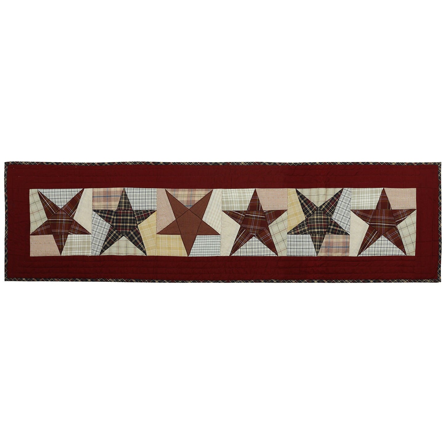 Quilted Table Runner & Toppers patchwork colonial country star primitive plaid by HOME HEART Brands( made in INDIA)