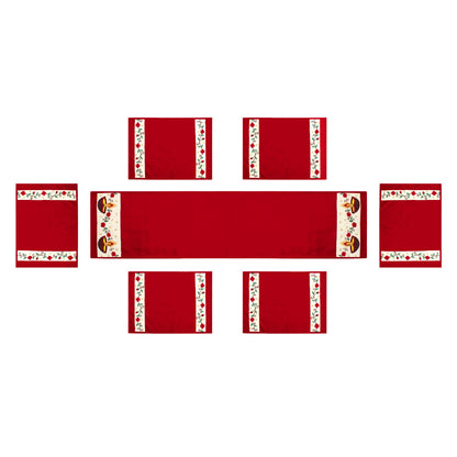Table runner Toppers duck cotton Premium tapestry fabric Anokhi diyas red offwhite applique embroidered by Home Heart Brands(Made in India)