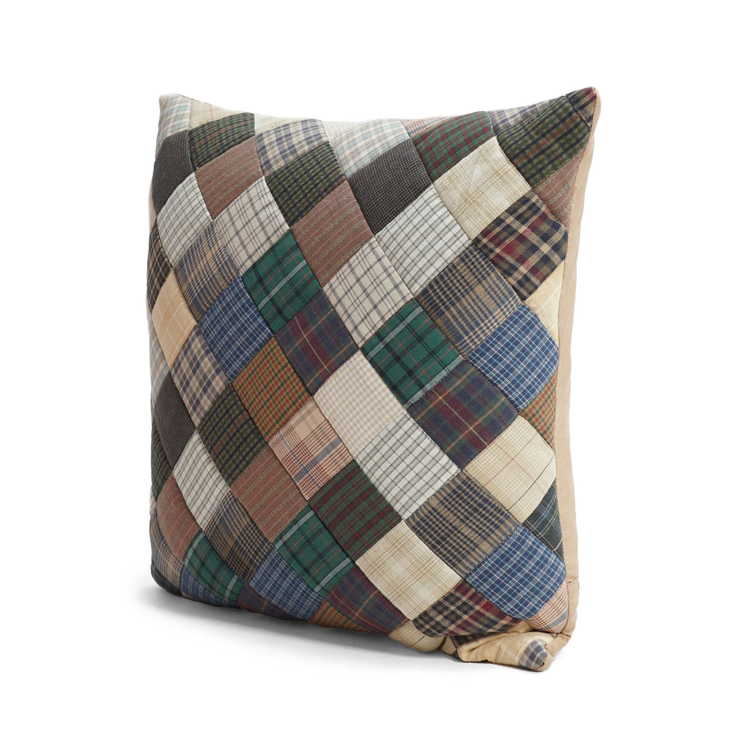 Quilted patchwork pillow cover, cushion cover, pillow Calico Country Primitive plaid cotton fabric by HOME HEART Brands(made in India)