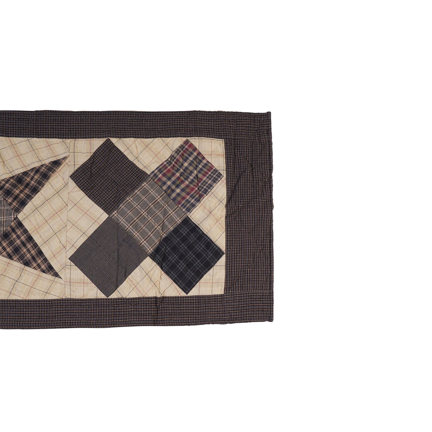 Hand Quilted patchwork 13"x35" Table Runner & Toppers Country blazing star plaid cotton fabric by HOME HEART Brands(made in INDIA)
