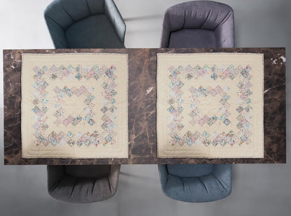 Quilted Table runners toppers, quilt, Wallhanging calico country floral patchwork with sew pocket by Home Heart brands (Made in India)