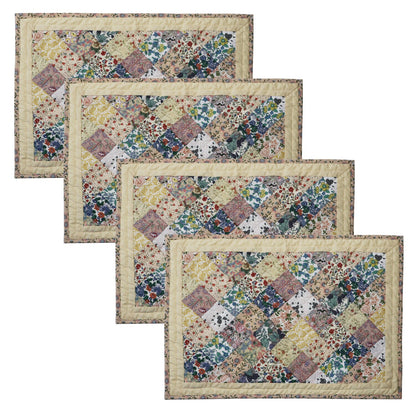quilted placemats tablemats patchwork Calico Country Floral 14"X19" by HOME HEART Brands (Made in India)