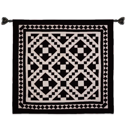 Wall hanging Hand made hand quilted quilt, Throws, Table topper Black Diamond square quilt 100% Cotton Heirloom Quality by HOME HEART Brands
