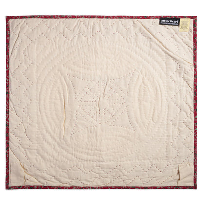 Hand made Hand quilted Throw Quilt, Table Topper 20"x20" Pinwheel red green calico quilt by Home Heart brands (Made in India)