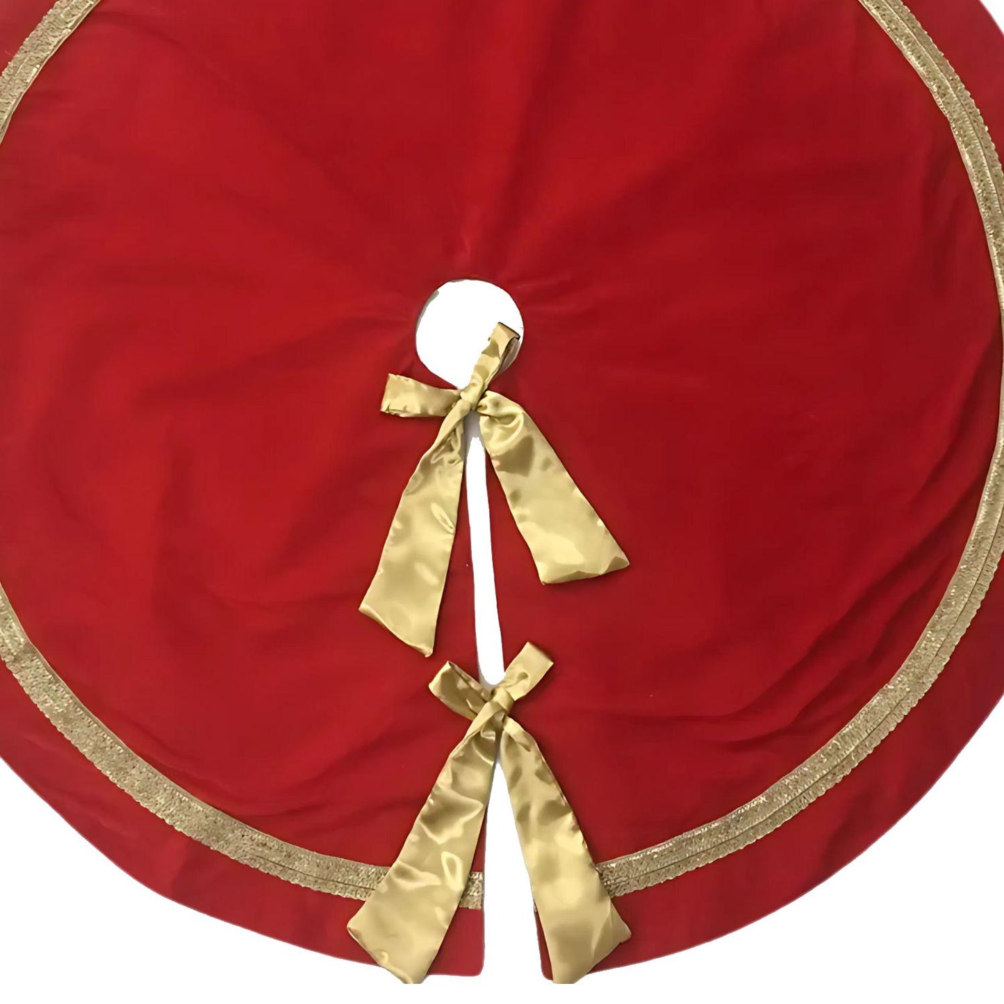 Christmas tree skirt Luxurious red velvet satin bow double Layer Heirloom Quality by HOME HEART Brands(Made in India)