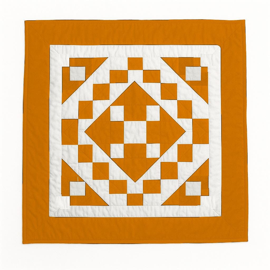 Hand made hand quilted quilt, table accent piece, Table topper Autumn Diamond square quilt 100% Cotton Heirloom Quality by HOME HEART Brands