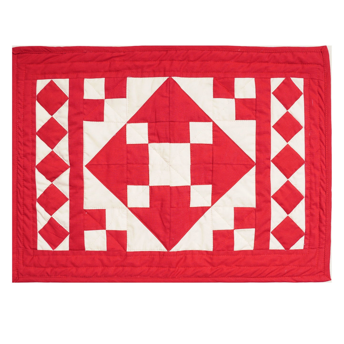 Quilted placemats / Tablemat patchwork red diamond square red country by HOME HEART Brands(Made in India)