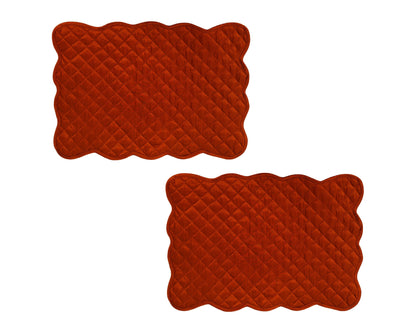 Quilted Table runner, Trivet, placemat  & Table toppers duiponi Silk burnt orange reversible design by HOME HEART Brands(Made in India)