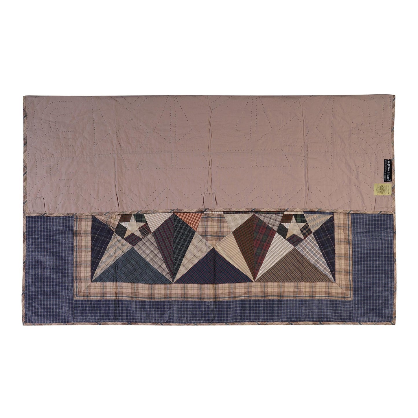 Hand made calico plaid Primitive Star 44"x44" country Cotton Hand Quilted patchwork Wall hanging & Toppers, baby quilt by HOME HEART Brands