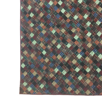 Wall hanging Hand made hand quilted quilt, Throws, Table topper Quilt dazzling square plaid 100% Cotton Quality by HOME HEART Brands