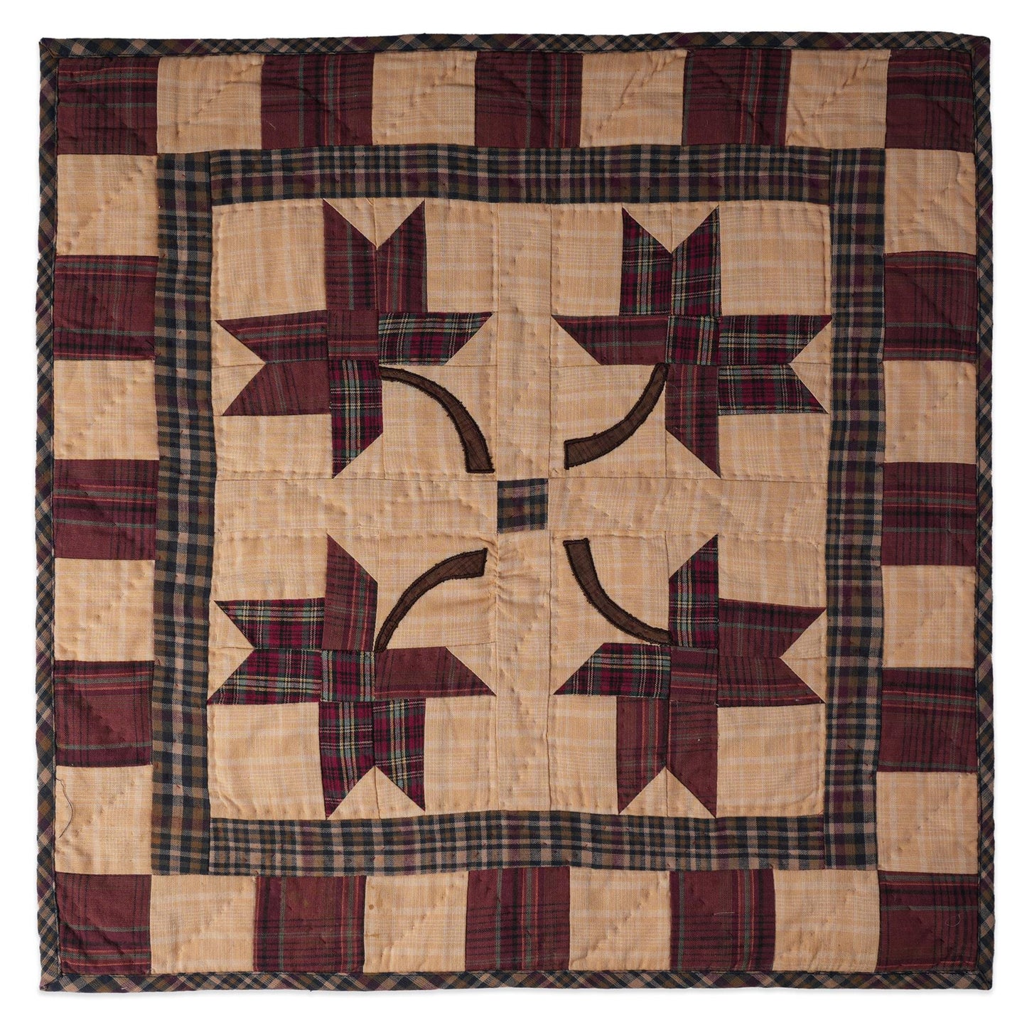 Hand made Hand quilted Throw Quilt, Table Topper 20"x20" Autumn leaves quilt by Home Heart brands (Made in India)