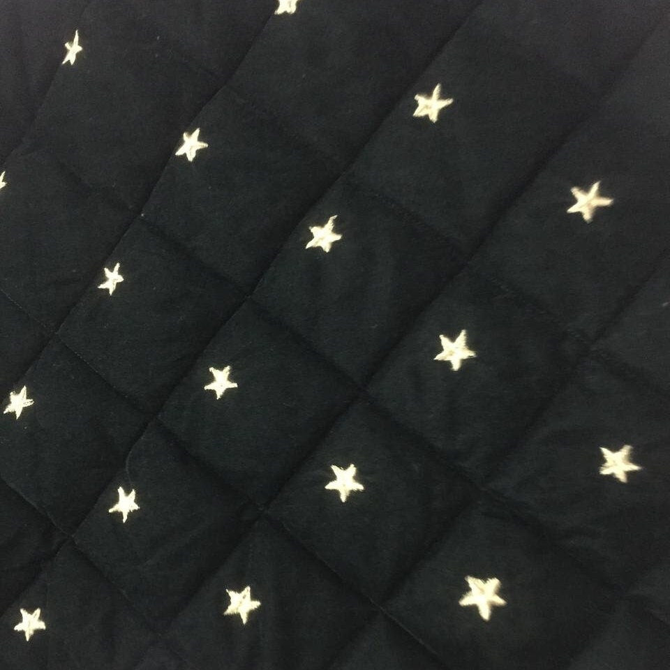 Christmas tree skirt quilted micro green Velvet fabric and gold star embroidered on it. Thick Double Layer quilted by HOME HEART Brands