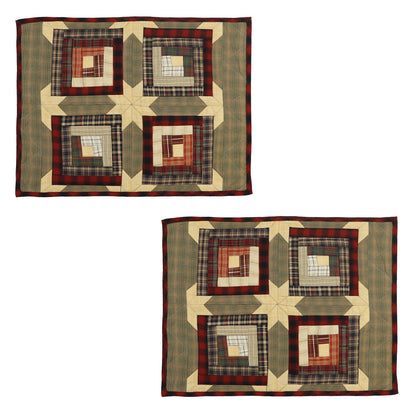 Quilted Placemat & Table toppers Tablemat Country Cabin Green gold by HOME HEART Brands(Made in India)