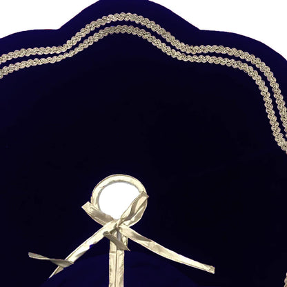 Christmas Tree Skirt Handcrafted Scallop Design Navy blue Velvet, silver Trim Double Layer Heirloom by HOME HEART Brands(Made in India)