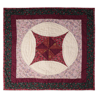 Hand made Hand quilted Throw Quilt, Table Topper 20"x20" Pinwheel red green calico quilt by Home Heart brands (Made in India)