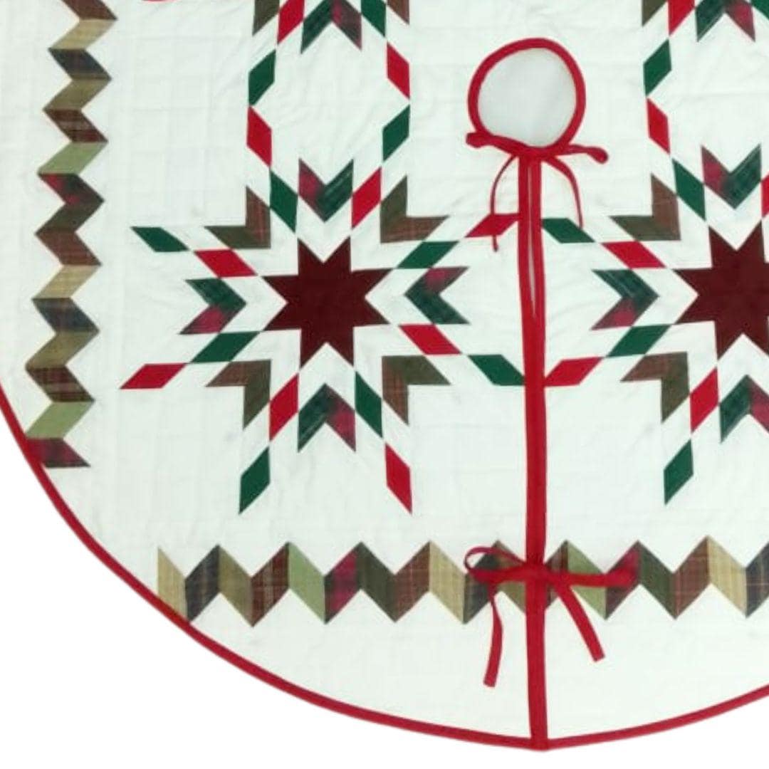 Christmas tree skirt patchwork Star Garland Quilted Christmas Tree Skirt - Calico Patchwork, Handmade by HOME HEART Brands( Made in India)