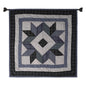 Hand made Hand quilted Throw Quilt, Table Topper 20"x20" Broken star blue plaid quilt by Home Heart brands (Made in India)