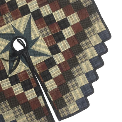 Christmas tree skirt 24" inch hand made hand quilted zigzag border galaxy star plaid Heirloom Quality by HOME HEART Brands( Made in India)