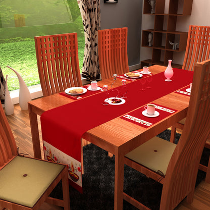 Cotton placemat & Toppers Premium tapestry cotton fabric red applique floral embroidered by Home Heart Brands(Made in India)