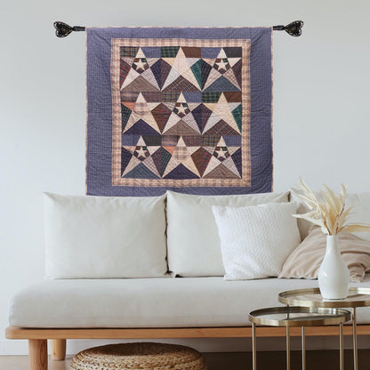 Hand made calico plaid Primitive Star 44"x44" country Cotton Hand Quilted patchwork Wall hanging & Toppers, baby quilt by HOME HEART Brands