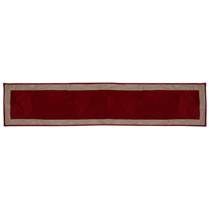 Velvet Table Runner & Toppers Premium cardinal red with ivory lurex jute border double layer by Home Heart Brands(made in INDIA)