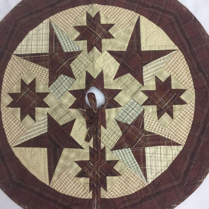 Christmas tree skirt hand made hand quilted patchwork colonial burgundy star Tree skirt with tie Thick Double Layer by HOME HEART Brands