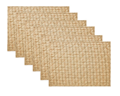 Quilted PLACEMAT beige with black & red Country Plaid 14"X19" by HOME HEART Brands/Table mat(5931)