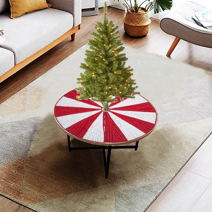 Christmas tree skirt red & white faux silk in shape of triangles and intricate quilting thick Double Layer tree skirt by HOME HEART Brands