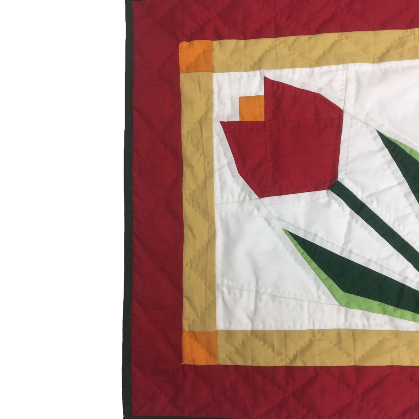 TULIP 19"X19" Hand made Hand quilted Wall hanging, Throw Quilt, small quilt, Table Topper calico cotton by Home Heart brands (Made in India)