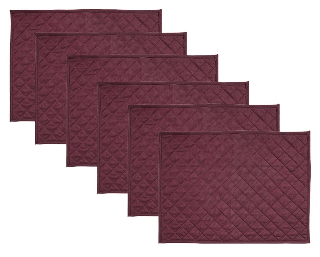 Quilted placemat table mat plum color 100% cotton chambray 14"X19" by HOME HEART Brands (made in INDIA)