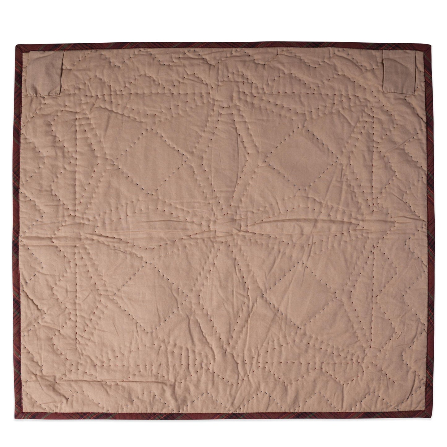 Hand made Hand quilted Throw Quilt, Wall hanging, Table Topper Spinning wheel blue burgundy plaid quilt by Home Heart brands (Made in India)
