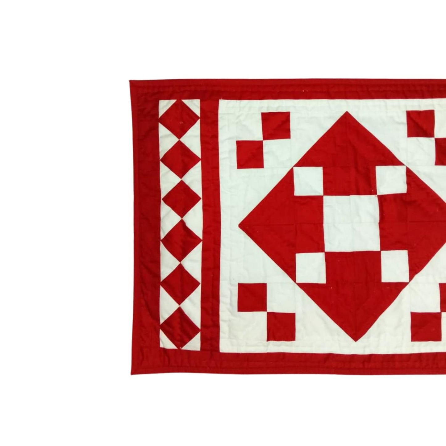 Table runner hand quilted, patchwork, Table Toppers Calico Red diamond square Patchwork Table runner by HOME HEART Brands(made in INDIA)