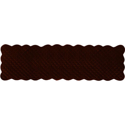 Dupioni silk brown farm house quilted Table Runner & Toppers scallop border reversible double layer by Home Heart Brands(made in INDIA)