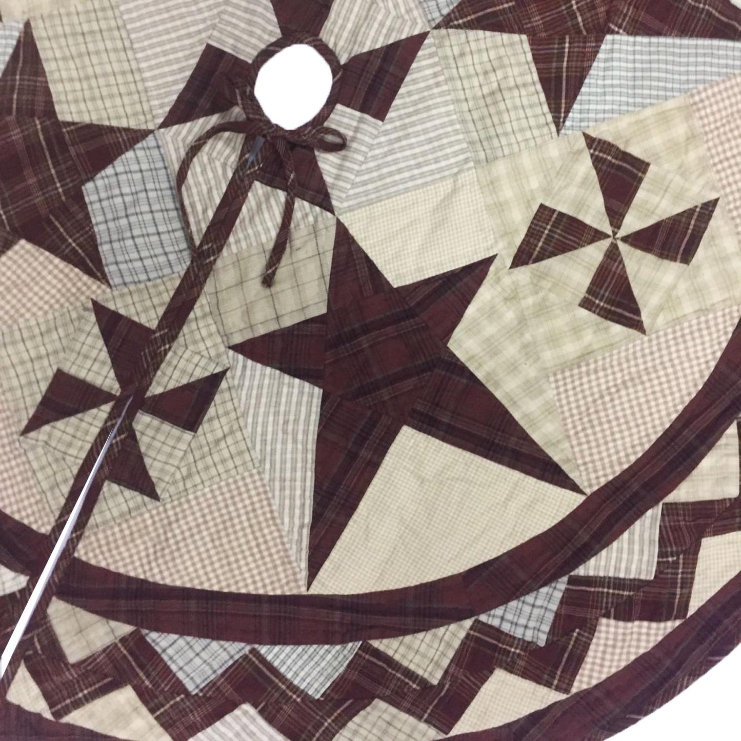 Christmas tree skirt 46" round hand made hand quilted patchwork colonial pinwheel star Thick Double Layer by HOME HEART Brands
