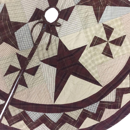 Christmas tree skirt 46" round hand made hand quilted patchwork colonial pinwheel star Thick Double Layer by HOME HEART Brands