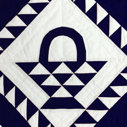 Wall hanging quilt, Small quilt, Throws, Table Toppers , Baby Quilt, calico Basket Navy blue /Off White Cotton fabric by HOME HEART Brands